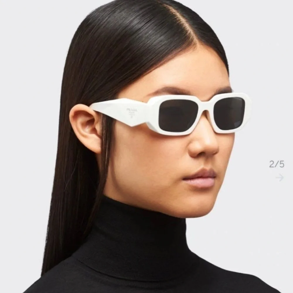 Prada White Frame Sunglasses with Dark Lenses